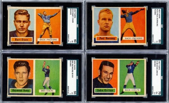 1957 Topps Football Complete Set of 154 Cards plus Checklist with 19 SGC Graded 